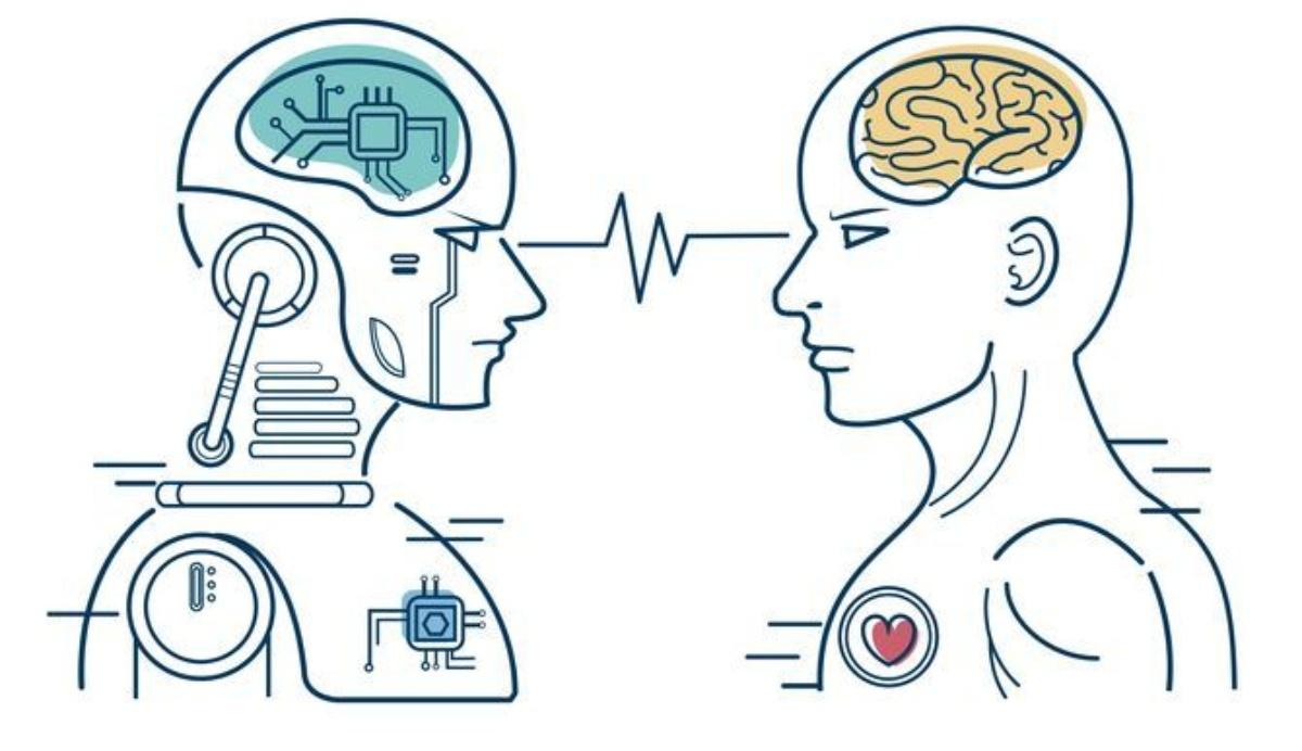 Half organic human brain enhanced with artificial intelligence. Simple line  icon drawing for transhuman and AI technology concept design 11564520  Vector Art at Vecteezy